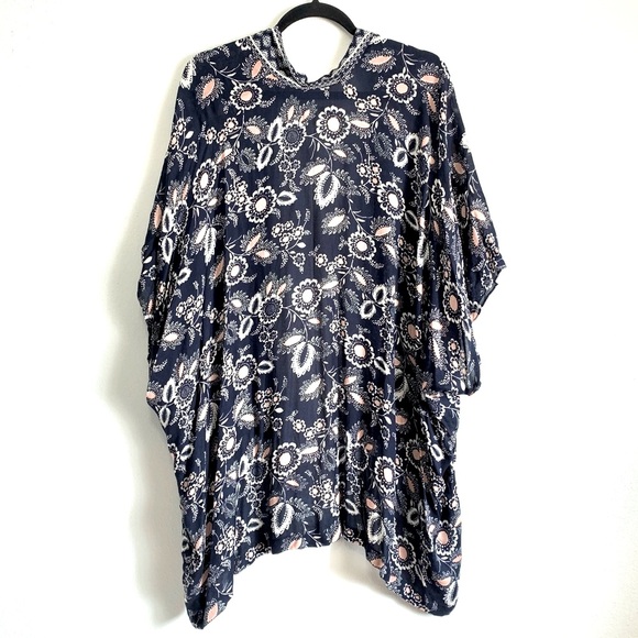 LOFT Floral Print Open Draped Kimono - Picture 2 of 4